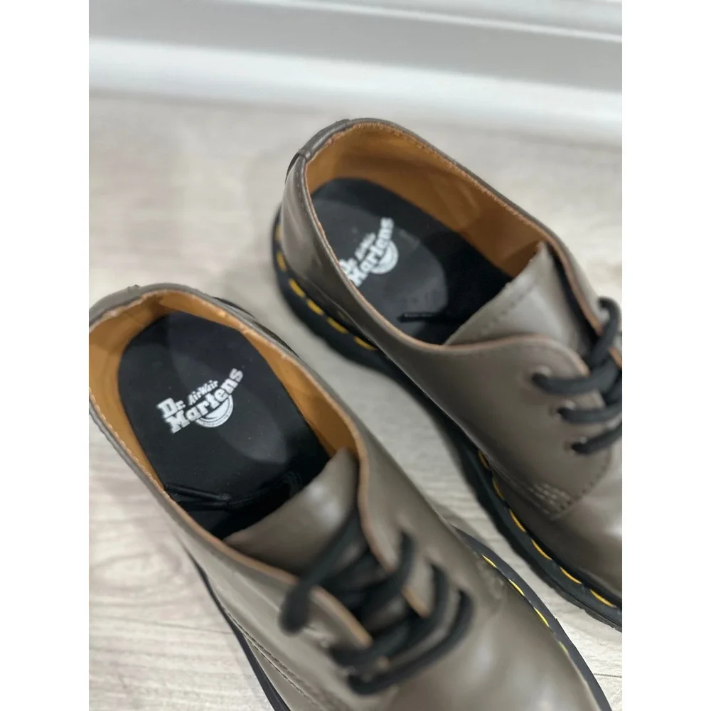 Dr Martens 1461 Bex Khaki Gray Leather Platform Oxford Shoes 27141 Mens 6 Wmn 7
